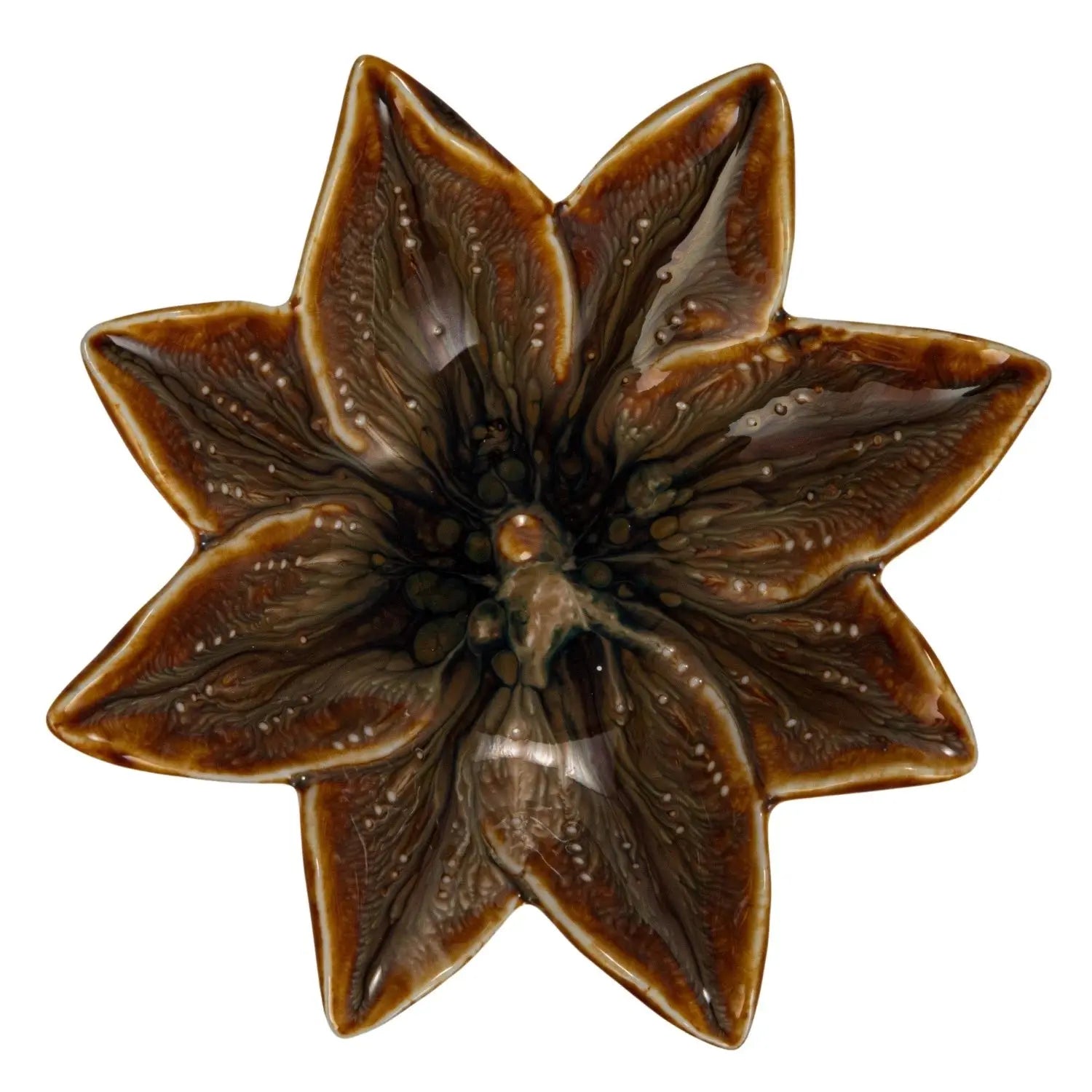 Earthtone Floral Stoneware Dish Greenhouse Home