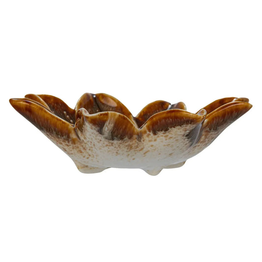 Earthtone Floral Stoneware Dish Greenhouse Home