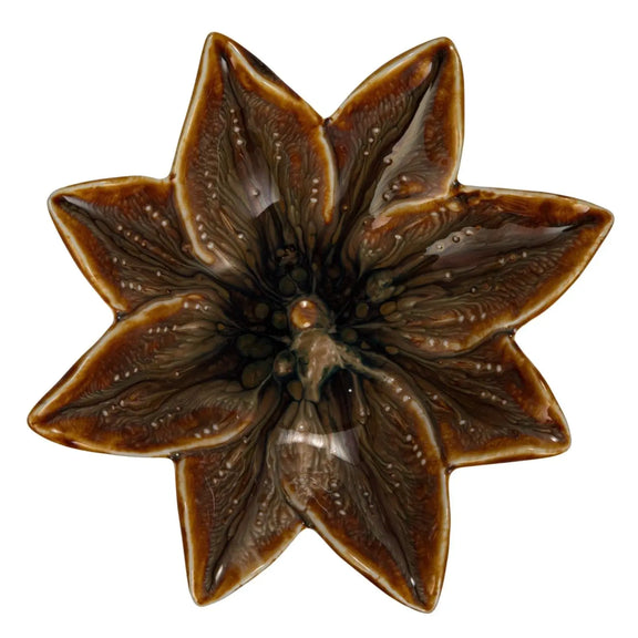 Earthtone Floral Stoneware Dish Greenhouse Home