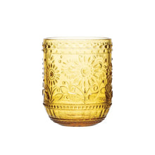 Embossed Drinking Glass, Amber Color - Greenhouse Home