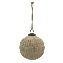 Embossed Glass Ball Ornament, Distressed Frosted Finish