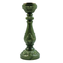 Embossed Mercury Glass Candle Holder, Green (Holds 3" Pillar)
