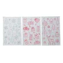 Embroidered Woven Cotton & Linen Tea Towel, 3 Styles