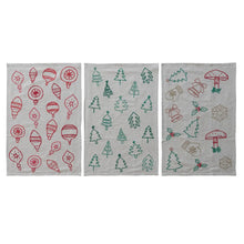 Embroidered Woven Cotton & Linen Tea Towel, 3 Styles