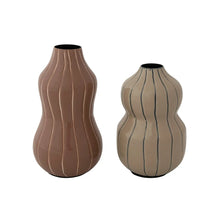 Enameled Metal Organic Striped Vase, 2 Styles