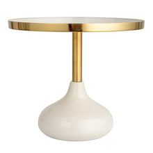 Enameled Metal Pedestal, Cream Color & Gold Finish Bloomingville