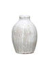 Terra-cotta Vase w/Engraved Lines, White - Greenhouse Home