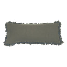 Cotton Lumbar Pillow w/Eyelash Fringe, Olive - Greenhouse Home