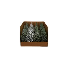 Faux Evergreen Trees with Natural Wood Slice Bases, Boxed Set of 24
