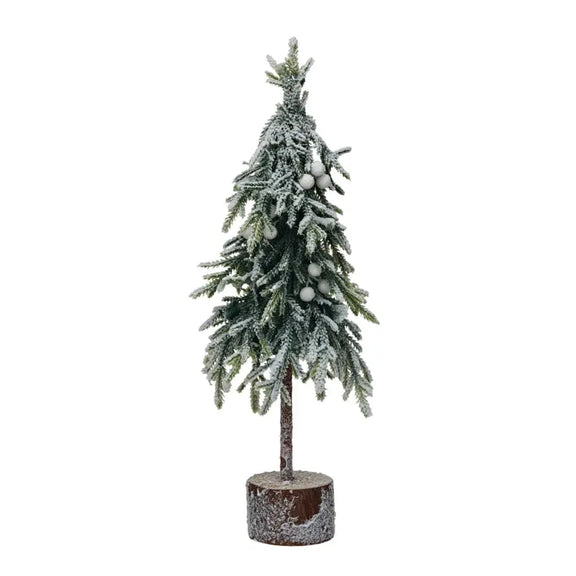 Faux Fir Tree w/ Wood Base Greenhouse Home