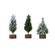 Faux Fir Tree w/ Wood Base, Snow Greenhouse Home