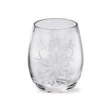 Fleur Etched Stemless Wine Glass TAG