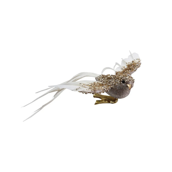 Foam & Feather Bird Clip-on Ornament with Glitter & Beads