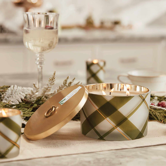 Frasier Fir Frosted Plaid 3-Wick Candle Thymes