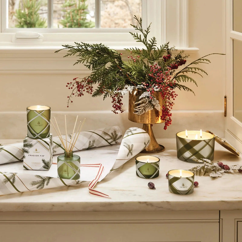 Frasier Fir Frosted Plaid Poured Candle Thymes