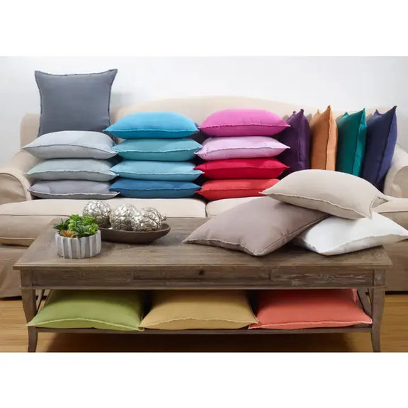 Fringed Linen Pillow, Butterscotch Saro Lifestyle