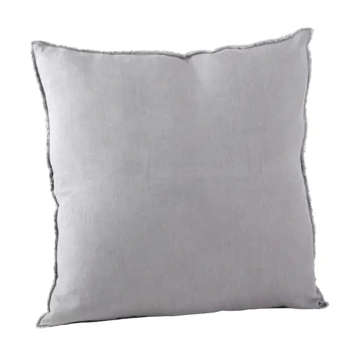 Fringed Linen Pillow, Pewter Saro Lifestyle