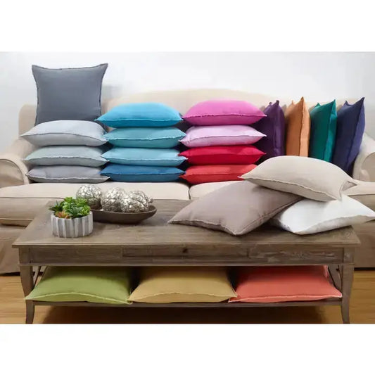 Fringed Linen Pillow, Natural Saro Lifestyle