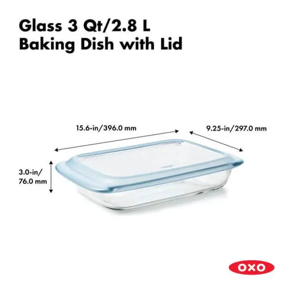 Glass 3Qt Baking Dish w/Lid - Greenhouse Home