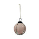 Glass Ball Ornament with Antique Silver Finish Stripes, Pink