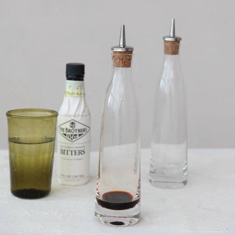 Glass Cruet with Stainless Steel + Cork Spout, 8oz Greenhouse Home