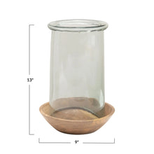 Glass Hurricane with Wood Base, [product_price]- Greenhouse Home