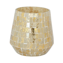 Glass Mosaic Tealight/Votive Holder, Beige & Gold Finish
