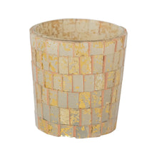 Glass Mosaic Tealight/Votive Holder, Beige, Pink & Gold Finish