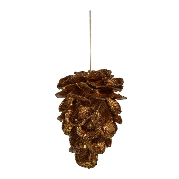 Glittered Gold Pinecone Ornament Raz Imports