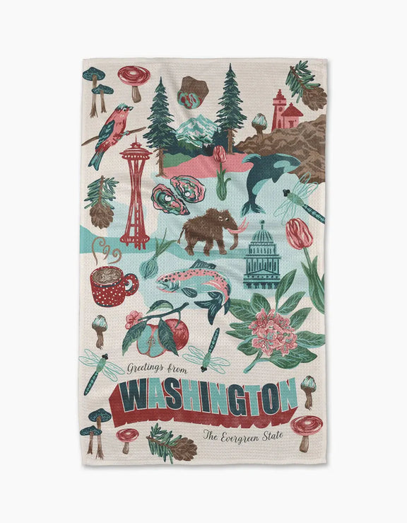 Greetings From Washington Kitchen Tea Towel Geometry