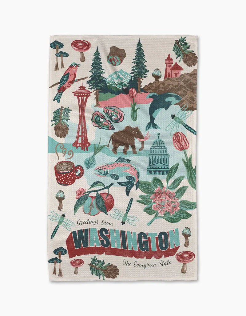 Greetings From Washington Kitchen Tea Towel Geometry
