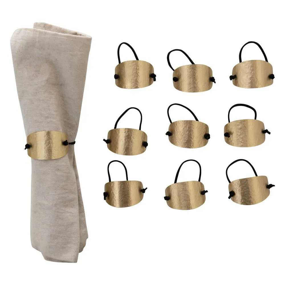 Hammered Brass + Suede Napkin Ring - Greenhouse Home