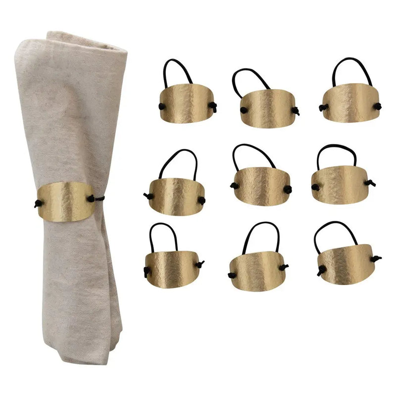 Hammered Brass + Suede Napkin Ring - Greenhouse Home