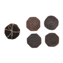 Hand-Carved Mango Wood Coasters, Set of 4 Greenhouse Home