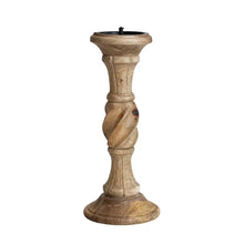 Hand-Carved Mango Wood Pillar Holder, Natural Greenhouse Home