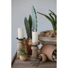 Hand-Carved Wood Holder with Metal Plate, [product_price]- Greenhouse Home