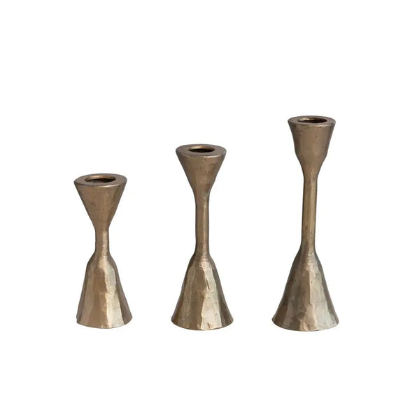 Hand-Forged Antique Brass Taper Holders Greenhouse Home
