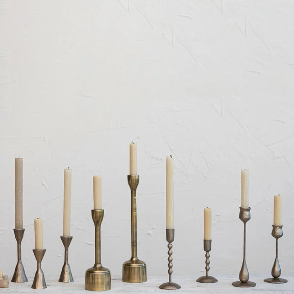 Hand-Forged Antique Brass Taper Holders Greenhouse Home