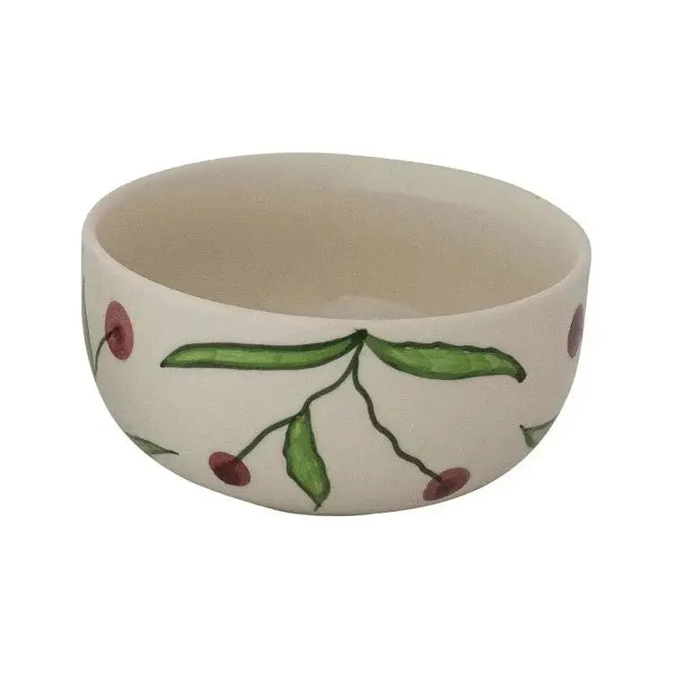 Hand-Painted Stoneware Bowl with Cherries, 2 Colors (Each One Will Vary)
