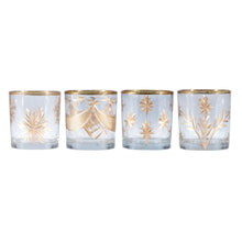 Hand-Painted Etched Glass Tealight/Votive Holder with Design, 4 Styles