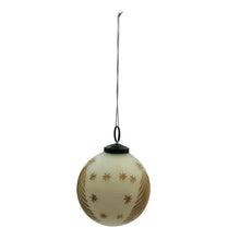 Hand-Painted Glass Ball Ornament with Etched Trees & Stars Greenhouse Home