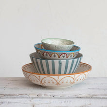 Hand-Painted Stoneware Bowl w/ Pattern, Multi Color Greenhouse Home