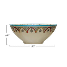 Hand-Painted Stoneware Bowl w/ Pattern, Multi Color Greenhouse Home
