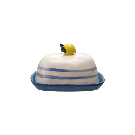 Hand Painted Stoneware Butter Dish Greenhouse Home