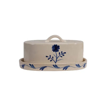 Hand-Painted Stoneware Butter Dish with Flower Greenhouse Home