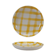 Hand-Painted Stoneware Dish with Grid Pattern (Each Will Vary)