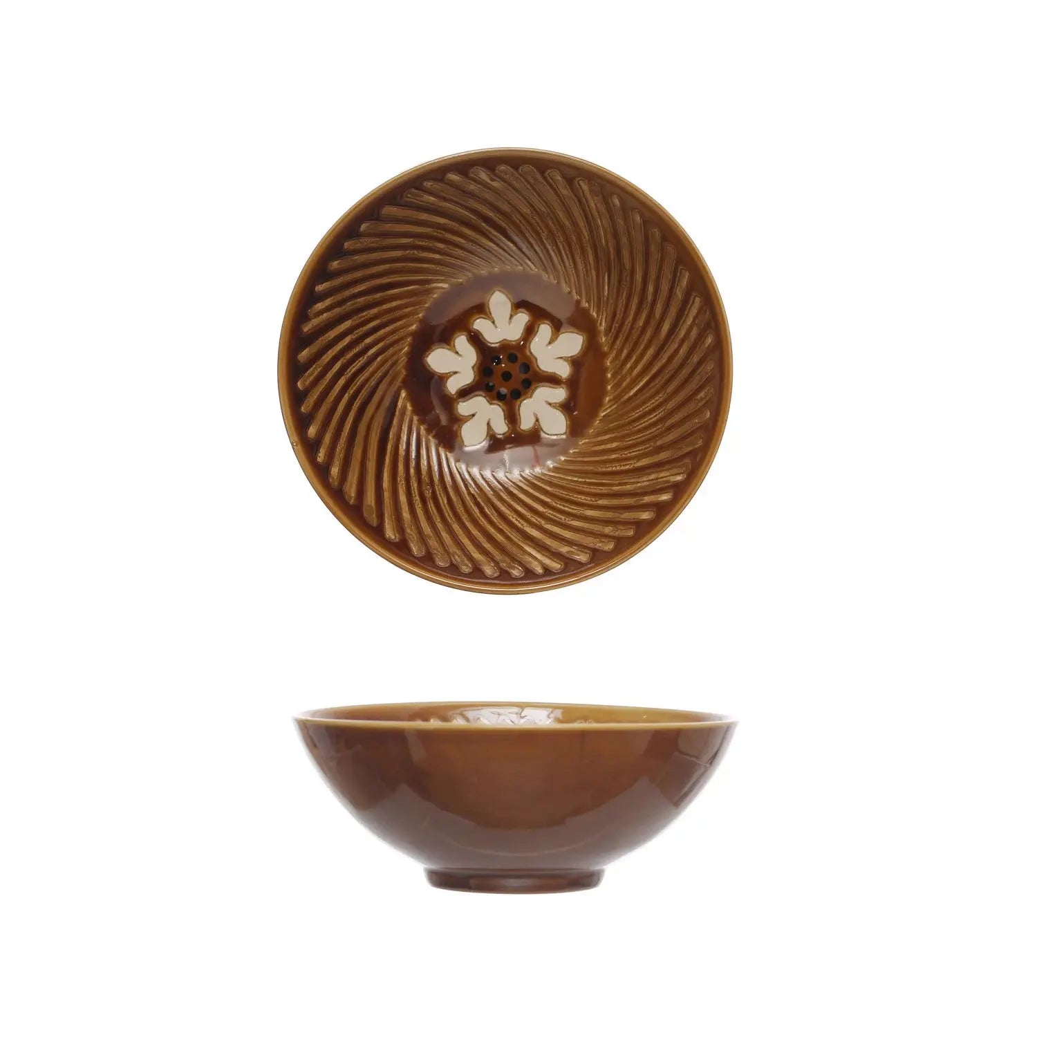 Hand Painted Stoneware Serving Bowl Greenhouse Home
