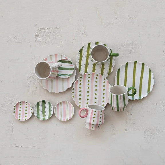 Hand-Painted Striped Salad Plate Greenhouse Home