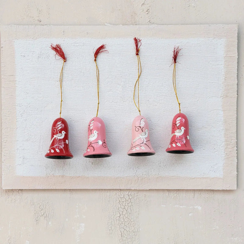 Hand-Painted Wood Bell Ornament Greenhouse Home