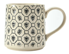 Hand-Stamped Stoneware Mug with Embossed Pattern, Black + Cream Color, 4 Styles Greenhouse Home